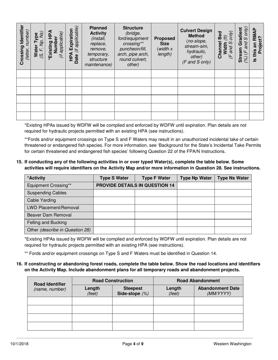 Forest Practices Application / Notification - Western Washington - Washington, Page 4