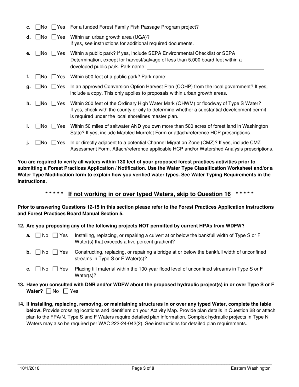 Forest Practices Application / Notification - Eastern Washington - Washington, Page 3