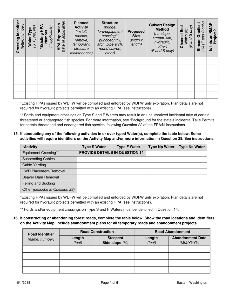 Forest Practices Application / Notification - Eastern Washington - Washington, Page 4