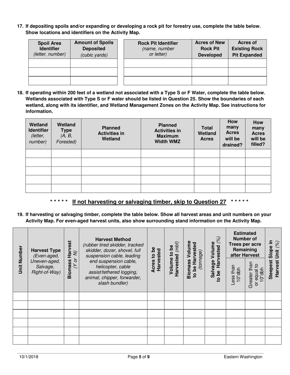 Forest Practices Application / Notification - Eastern Washington - Washington, Page 5