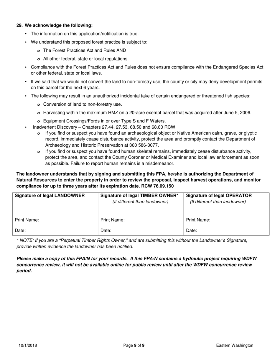 Forest Practices Application / Notification - Eastern Washington - Washington, Page 9
