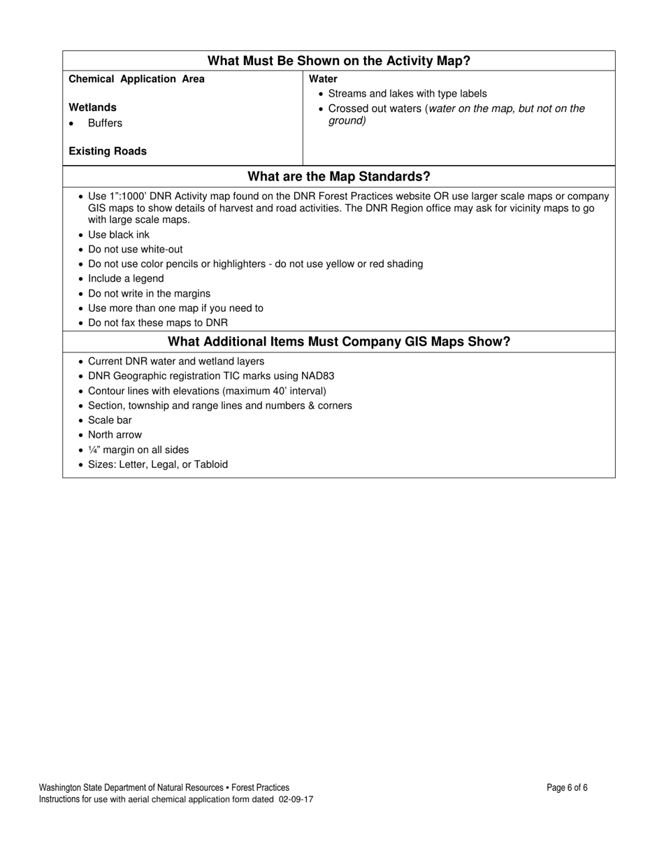Instructions for Aerial Chemical Forest Practices Application - Washington, Page 6