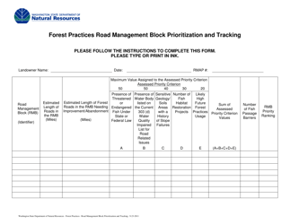 Document preview: Forest Practices Road Management Block Prioritization and Tracking - Washington