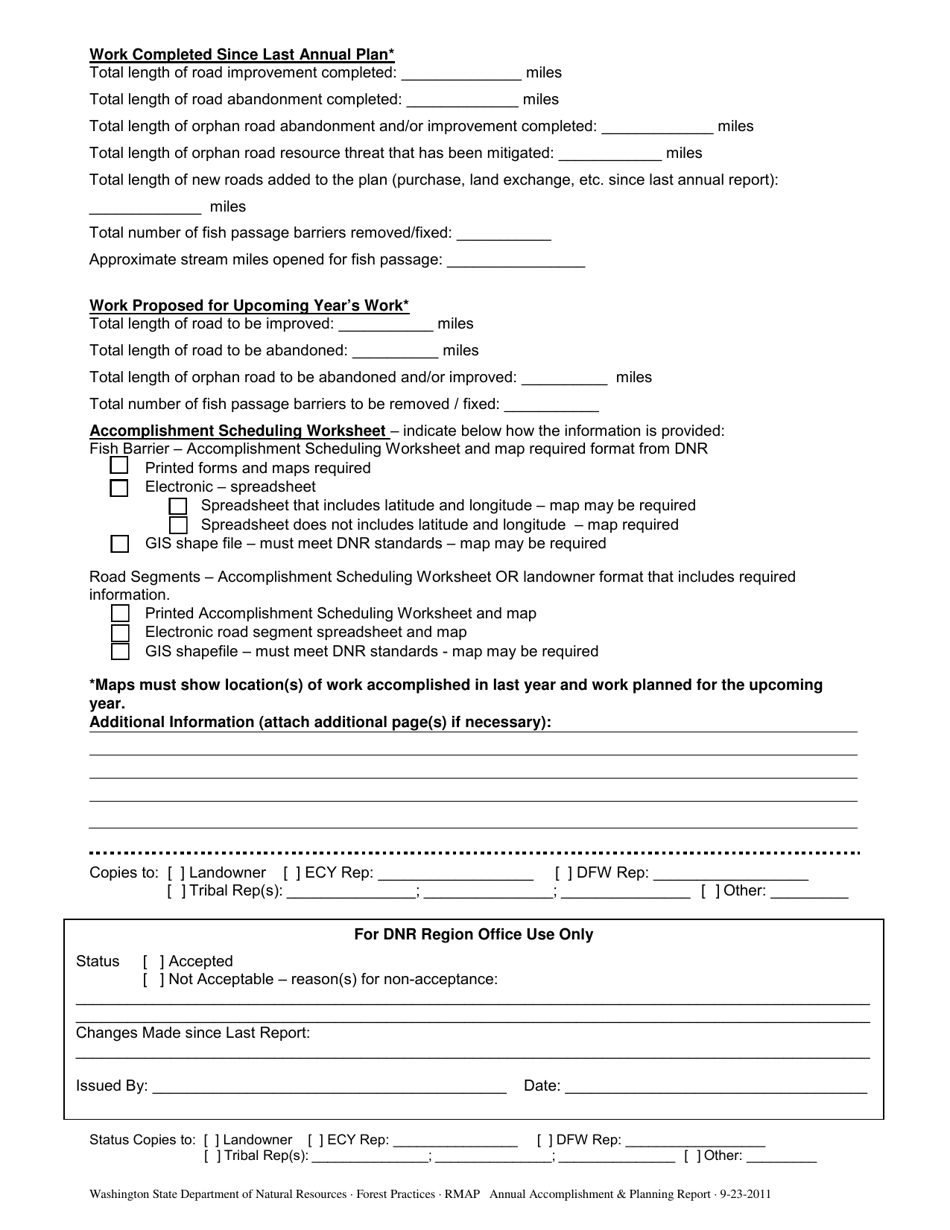 Rmap Annual Accomplishment and Planning Report - Washington, Page 2