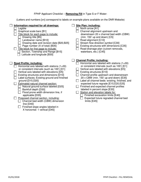 Fphp Applicant Checklist " Removing Fill in Type S or F Water - Washington Download Pdf