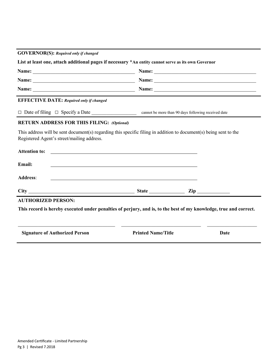 Amended Certificate of Limited Partnership - Washington, Page 3