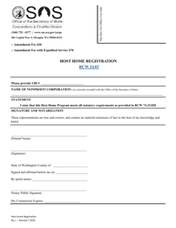 Document preview: Host Home Registration - Washington