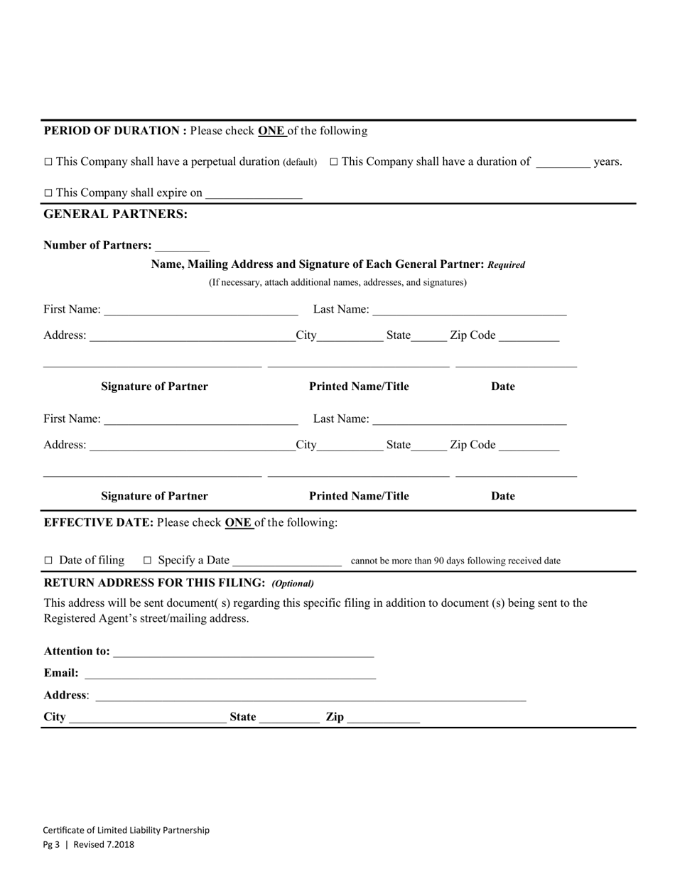 Certificate of Limited Liability Partnership - Washington, Page 3