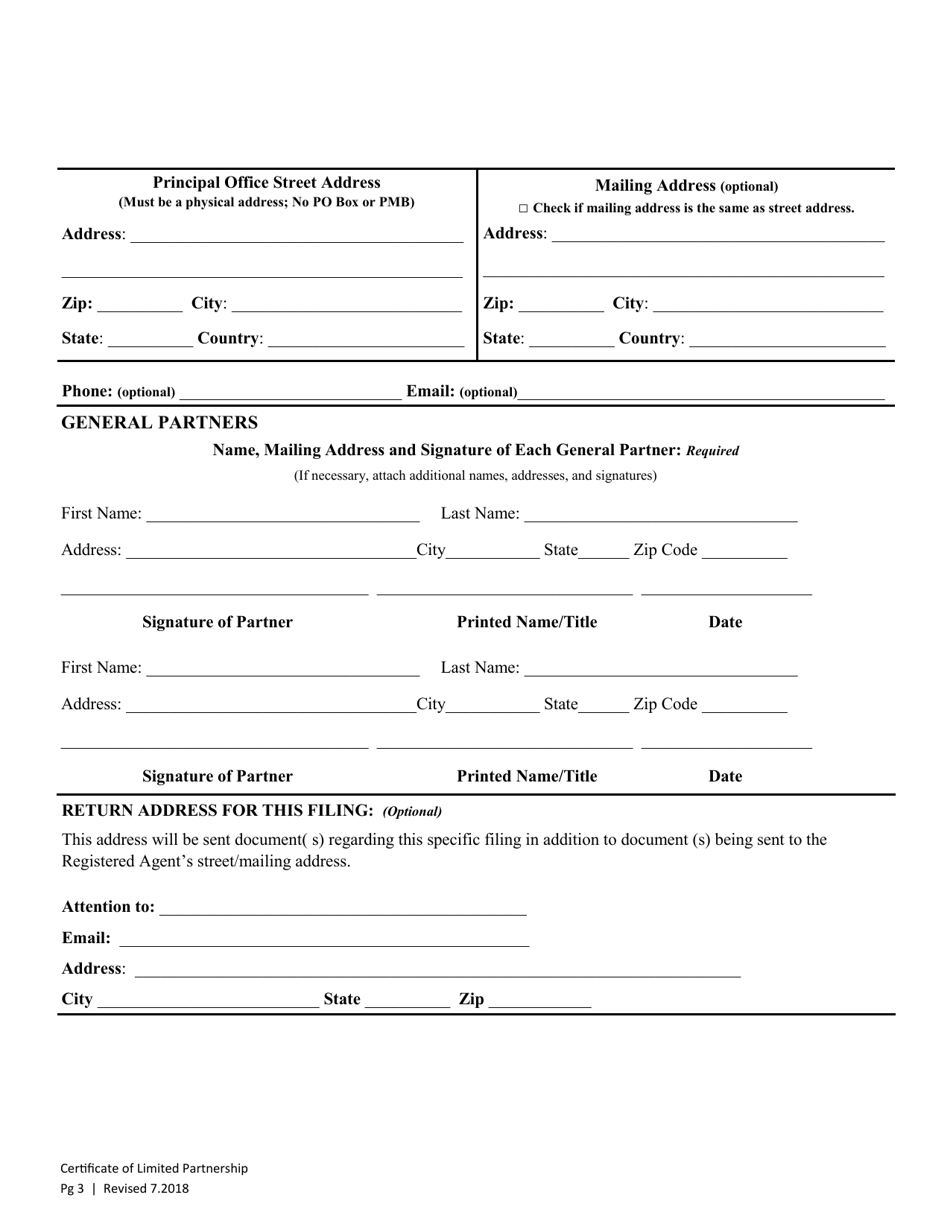 Certificate of Limited Partnership - Washington, Page 3