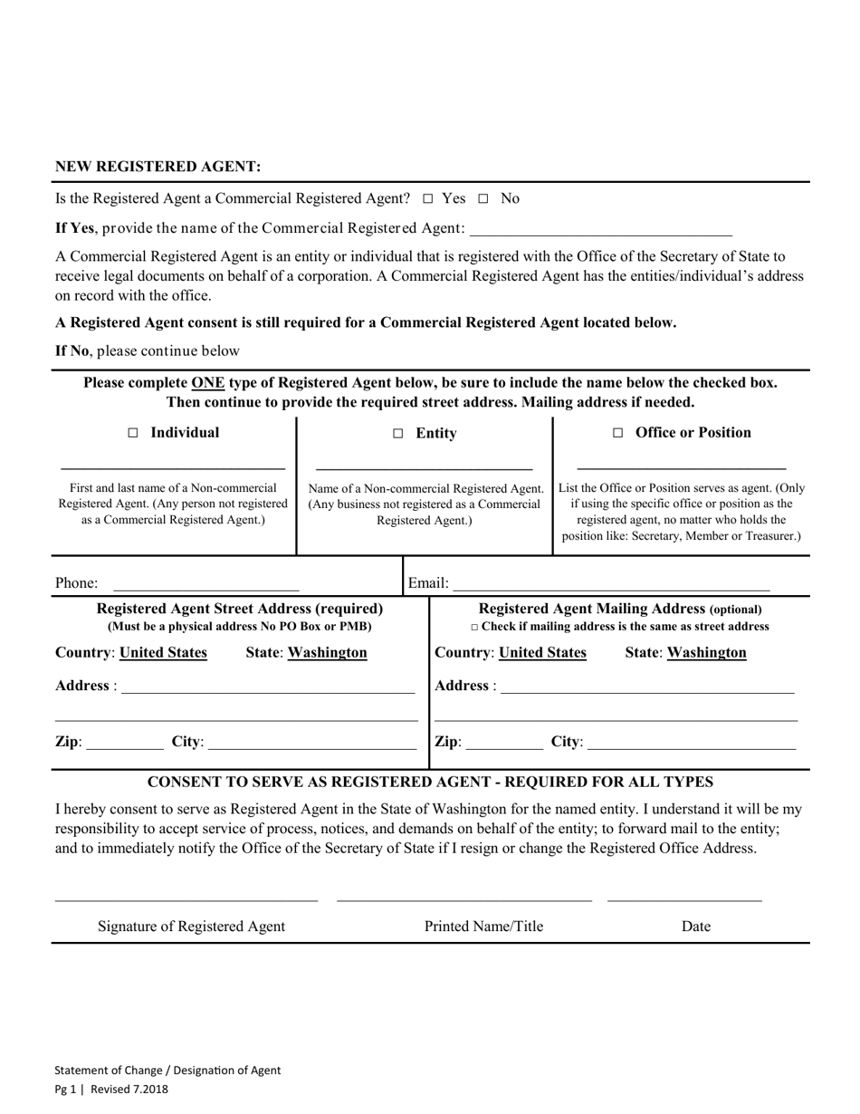 Statement of Change / Designation of Registered Agent - Washington, Page 2