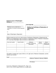 Document preview: Form CRO01.0100 Petition for Certificate of Restoration of Opportunity - Washington