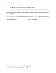 Form CRO01.0100 Petition for Certificate of Restoration of Opportunity - Washington, Page 5
