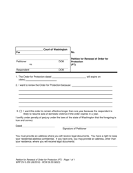 Document preview: Form WPF DV-5.030 Petition for Renewal of Order for Protection - Washington