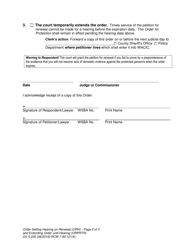 Form WPF DV5.035 Order Setting Hearing on Renewal and Extending Order Until Hearing - Washington, Page 2