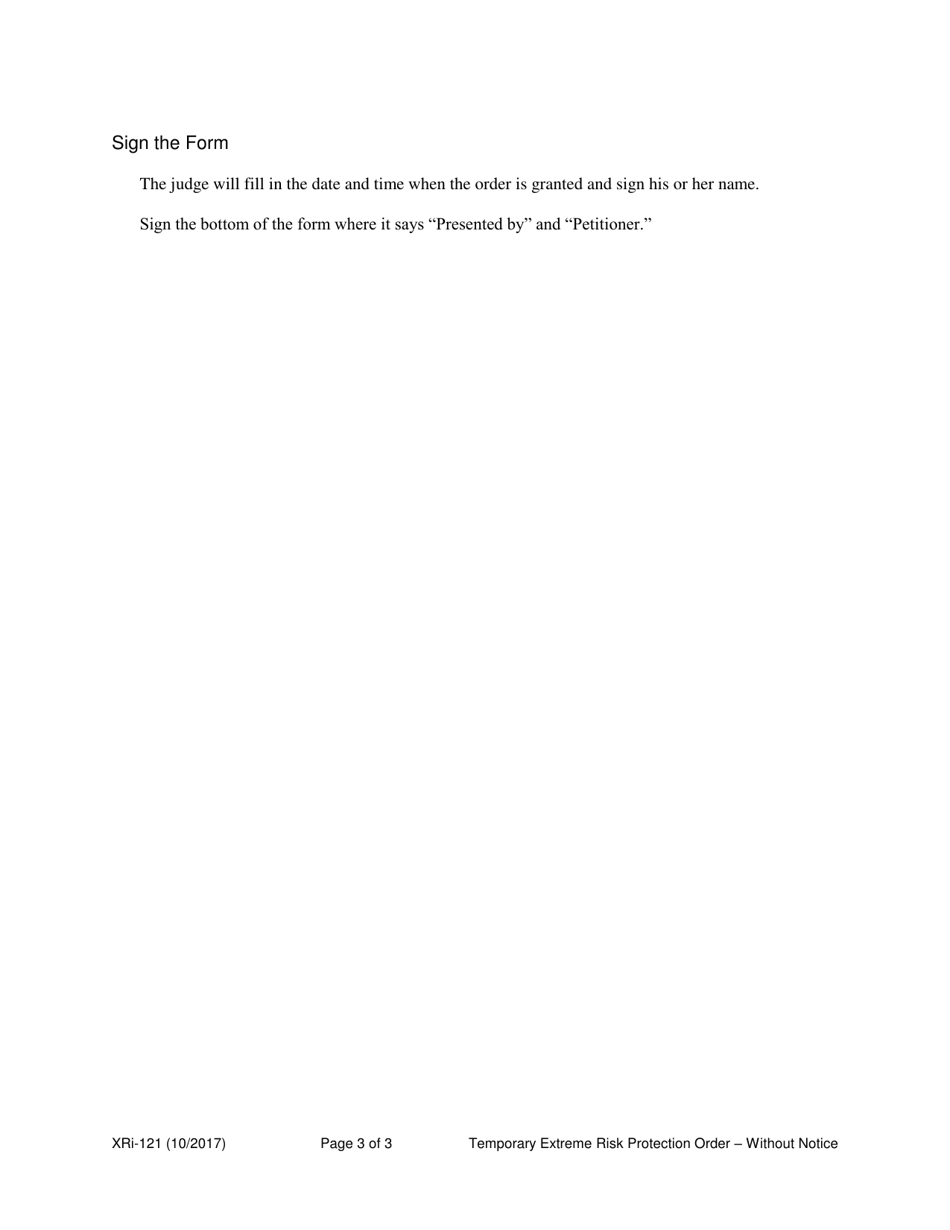 Instructions for Form XR121 Temporary Extreme Risk Protection Order - Without Notice - Washington, Page 3