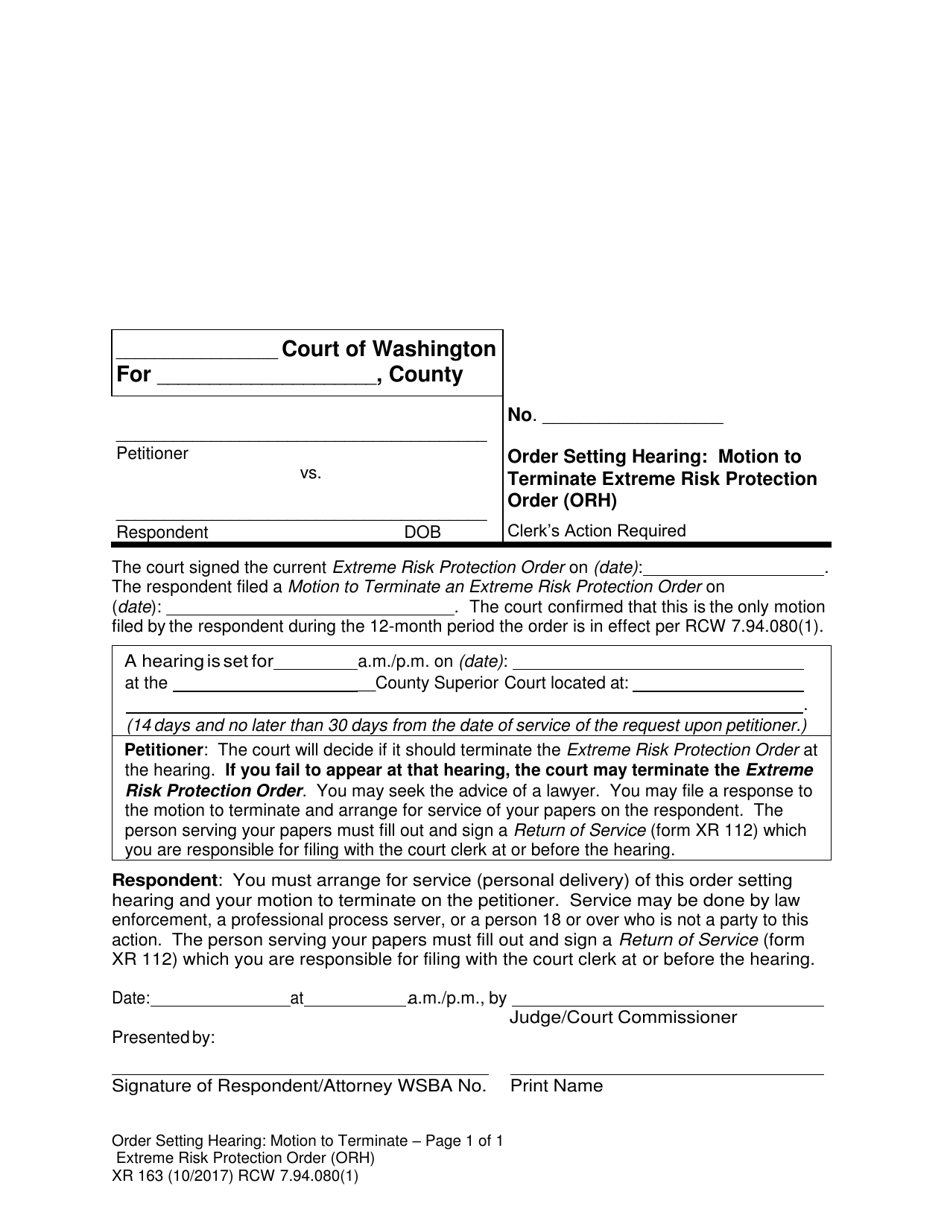 Form XR163 Download Printable PDF or Fill Online Order Setting Hearing