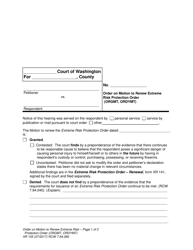Document preview: Form XR155 Order on Motion to Renew Extreme Risk Protection Order (Orgmt, Ordymt) - Washington
