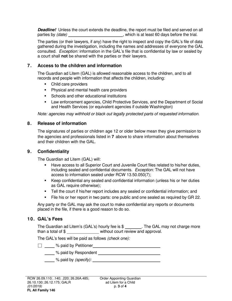 Form FL All Family146 Order Appointing Guardian Ad Litem for a Child - Washington, Page 3