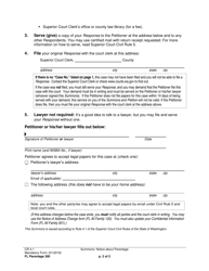 Form FL Parentage300 Summons: Notice About Parentage - Washington, Page 2
