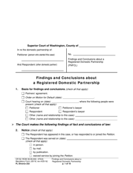 Document preview: Form FL Divorce232 Findings and Conclusions About a Registered Domestic Partnership - Washington