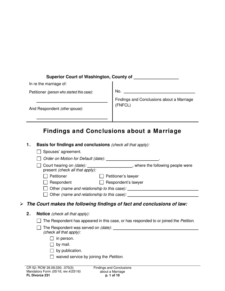 Form FL Divorce231 - Fill Out, Sign Online and Download Printable PDF ...