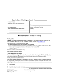 Document preview: Form FL Parentage308 Motion for Genetic Testing - Washington