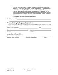 Form FL Parentage309 Response to Motion for Genetic Testing - Washington, Page 2