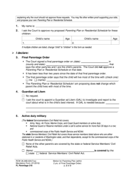 Form FL Parentage318 Motion for Parenting Plan or Residential Schedule (Within 2 Years of Final Parentage Order) - Washington, Page 2