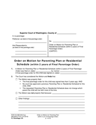 Form FL Parentage319 Order on Motion for Parenting Plan or Residential Schedule (Within 2 Years of Final Parentage Order) - Washington