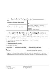 Document preview: Form FL Parentage329 Sealed Birth Certificate or Parentage Document (Cover Sheet) - Washington