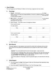 Form FL Parentage314 Summary Judgment Order (Parentage) - Washington, Page 3