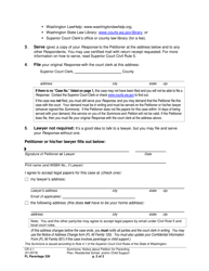 Form FL Parentage330 Summons: Notice About Petition for Parenting Plan, Residential Schedule and/or Child Support - Washington, Page 2