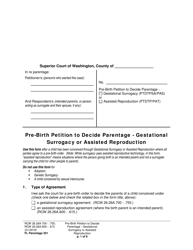 Form FL Parentage351 Pre-birth Petition to Decide Parentage - Gestational Surrogacy or Assisted Reproduction - Washington