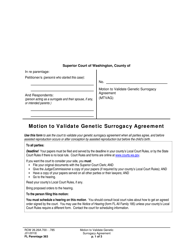 Form FL Parentage363 Motion to Validate Genetic Surrogacy Agreement - Washington