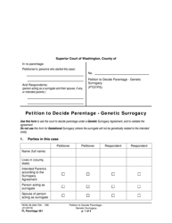 Document preview: Form FL Parentage361 Petition to Decide Parentage - Genetic Surrogacy - Washington