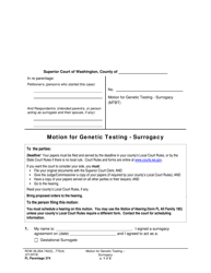Document preview: Form FL Parentage374 Motion for Genetic Testing - Surrogacy - Washington