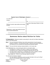 Document preview: Form FL Visits475 Summons: Notice About Petition for Visits - Washington