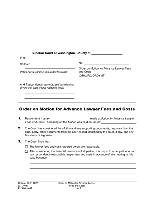 Form FL Visits482 Order on Motion for Advance Lawyer Fees and Costs - Washington