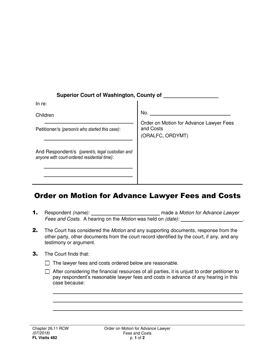 Form FL Visits482 Order on Motion for Advance Lawyer Fees and Costs - Washington, Page 1