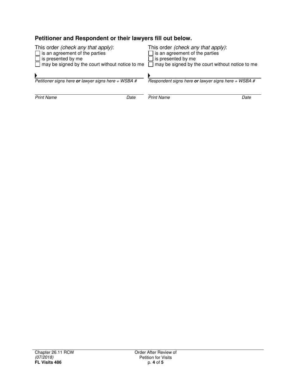 Form FL Visits486 Order After Review of Petition for Visits - Washington, Page 4