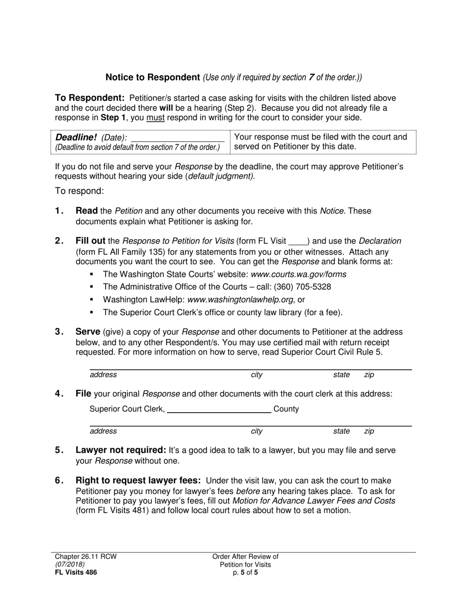 Form FL Visits486 Order After Review of Petition for Visits - Washington, Page 5