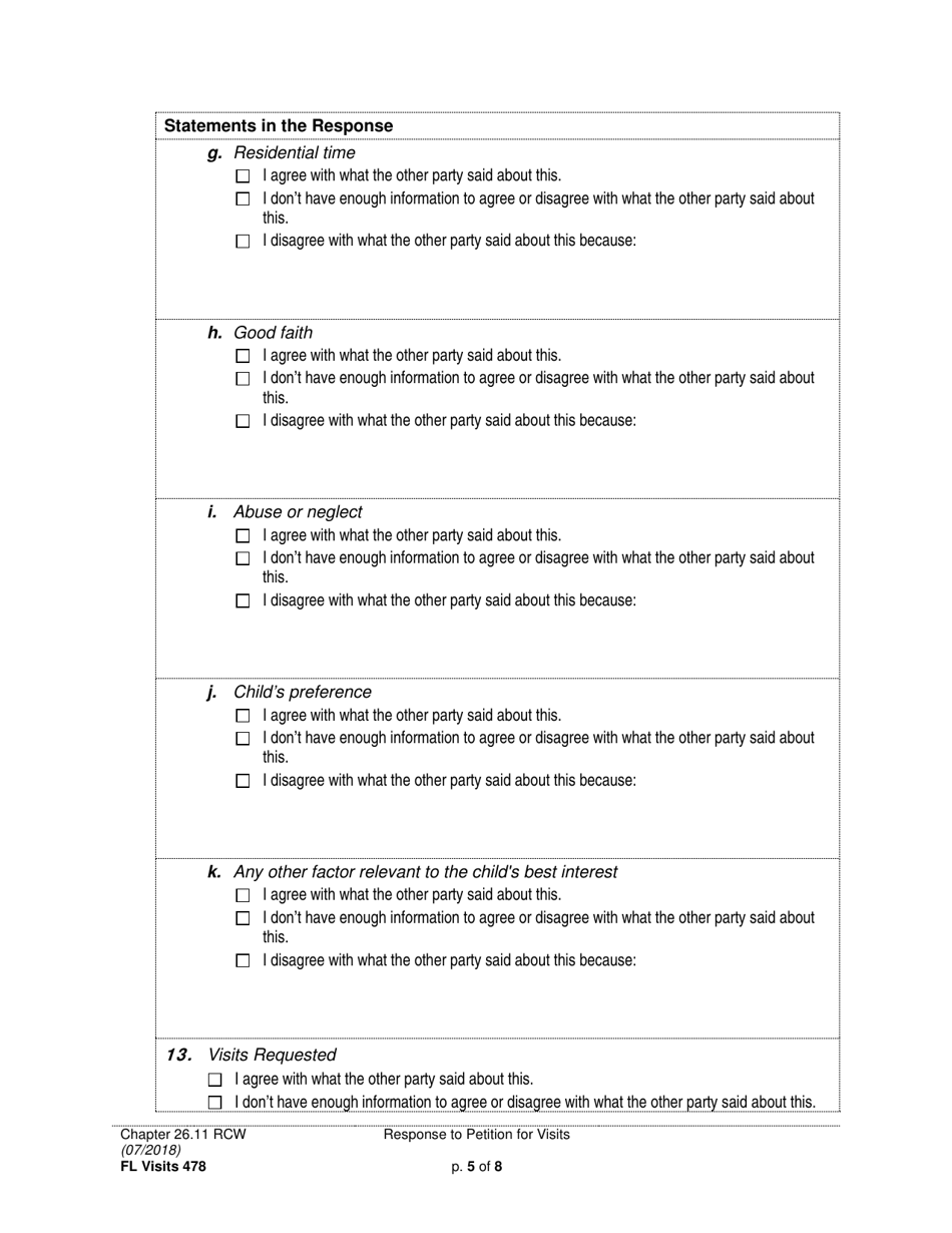 Form FL Visits478 Response to Petition for Visits - Washington, Page 5