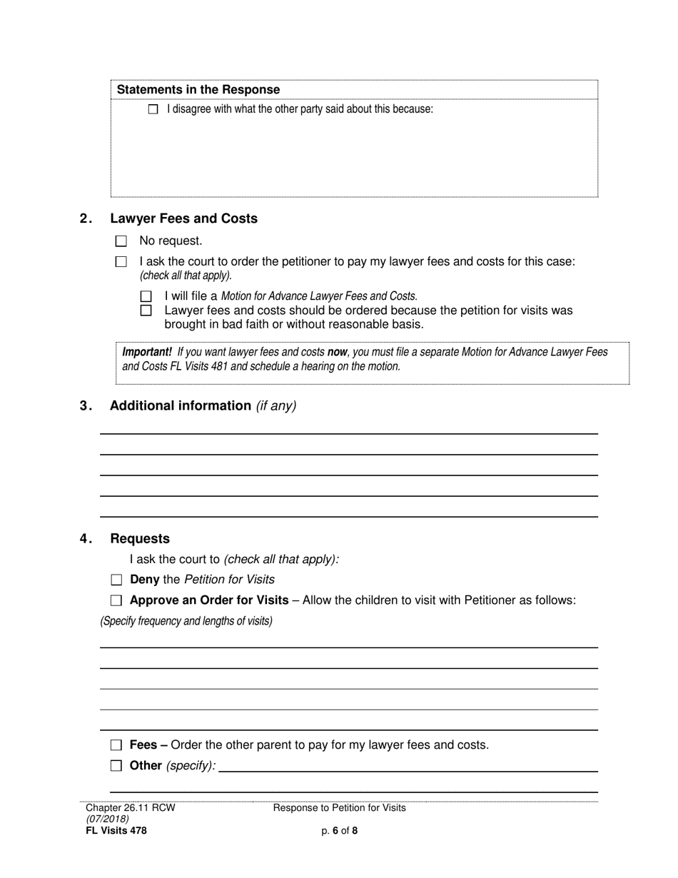 Form FL Visits478 Response to Petition for Visits - Washington, Page 6