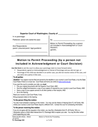 Form FL Parentage304 &quot;Motion to Permit Proceeding (By a Person Not Included in Acknowledgment or Court Decision)&quot; - Washington