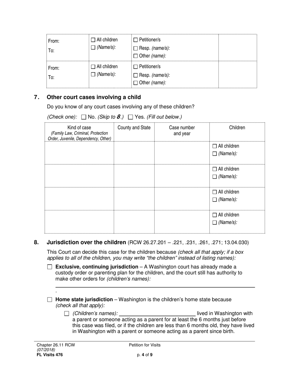 Form FL Visits476 Petition for Visits - Washington, Page 4