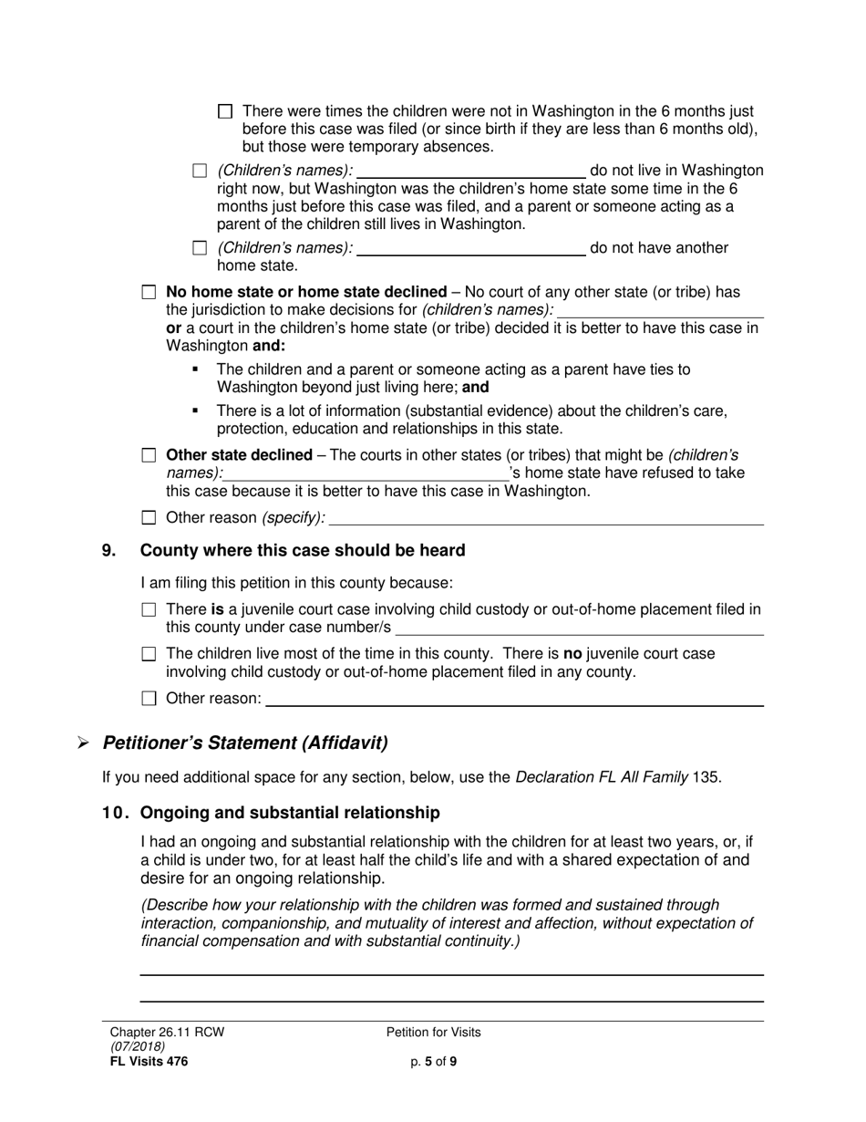 Form FL Visits476 Petition for Visits - Washington, Page 5