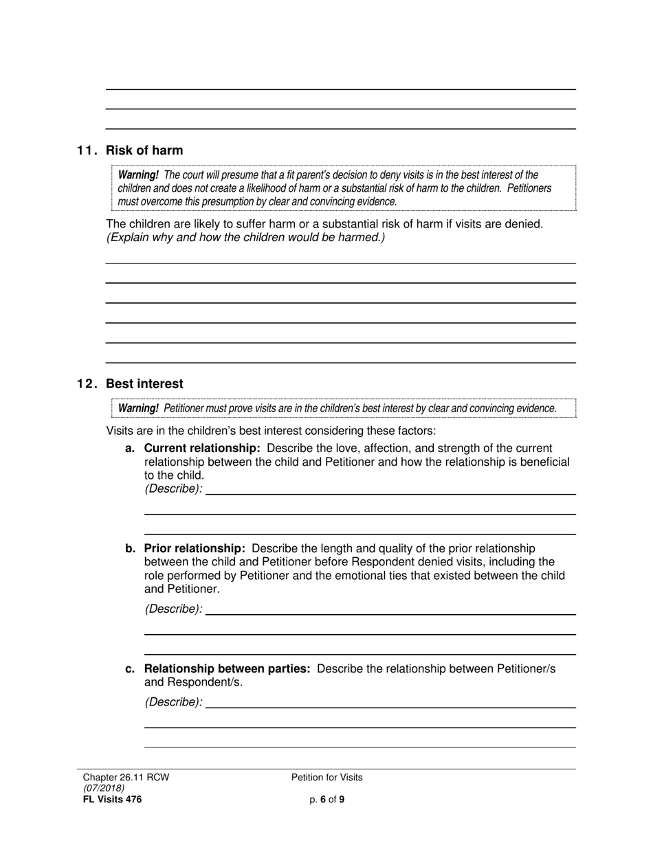 Form FL Visits476 Petition for Visits - Washington, Page 6