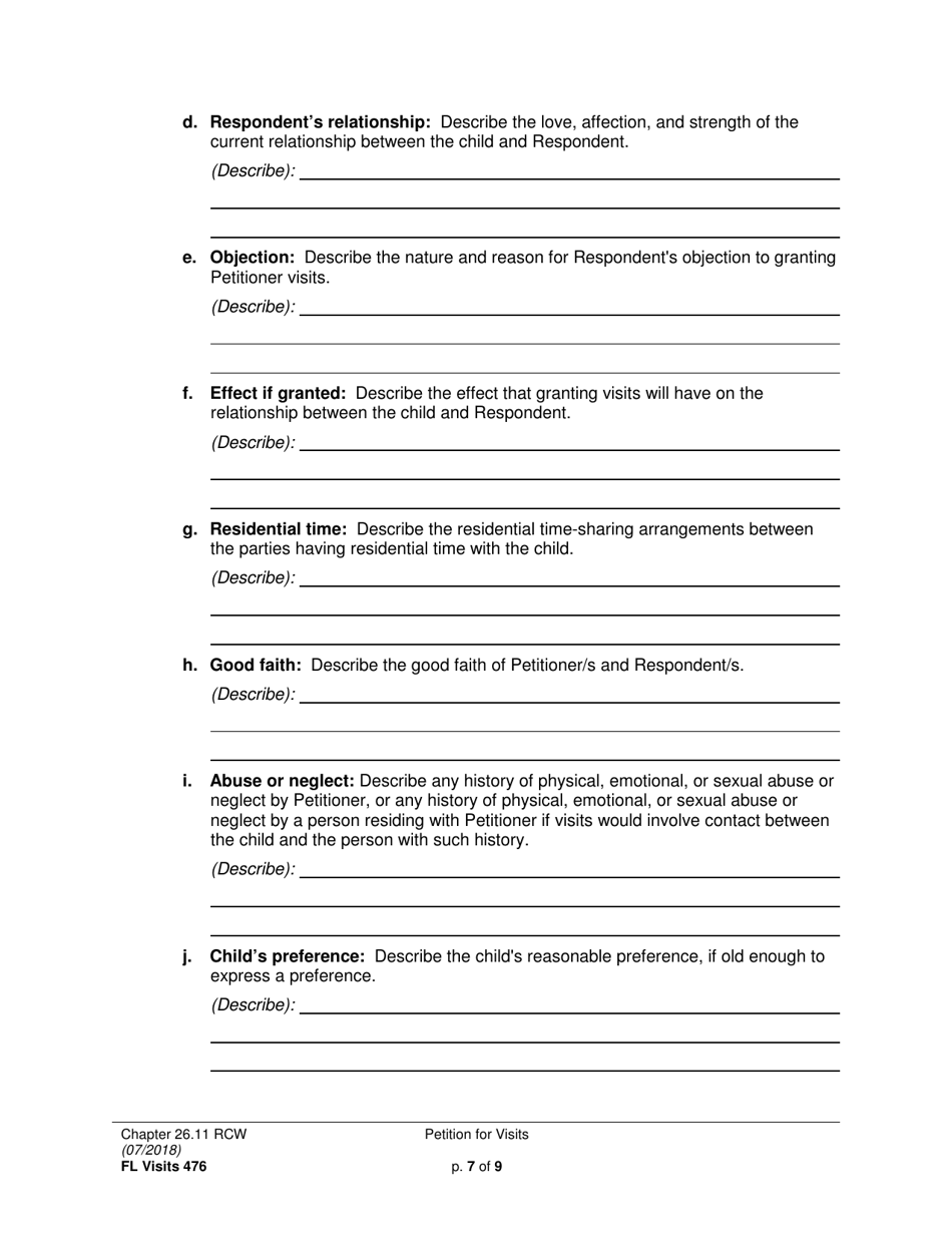 Form FL Visits476 Petition for Visits - Washington, Page 7