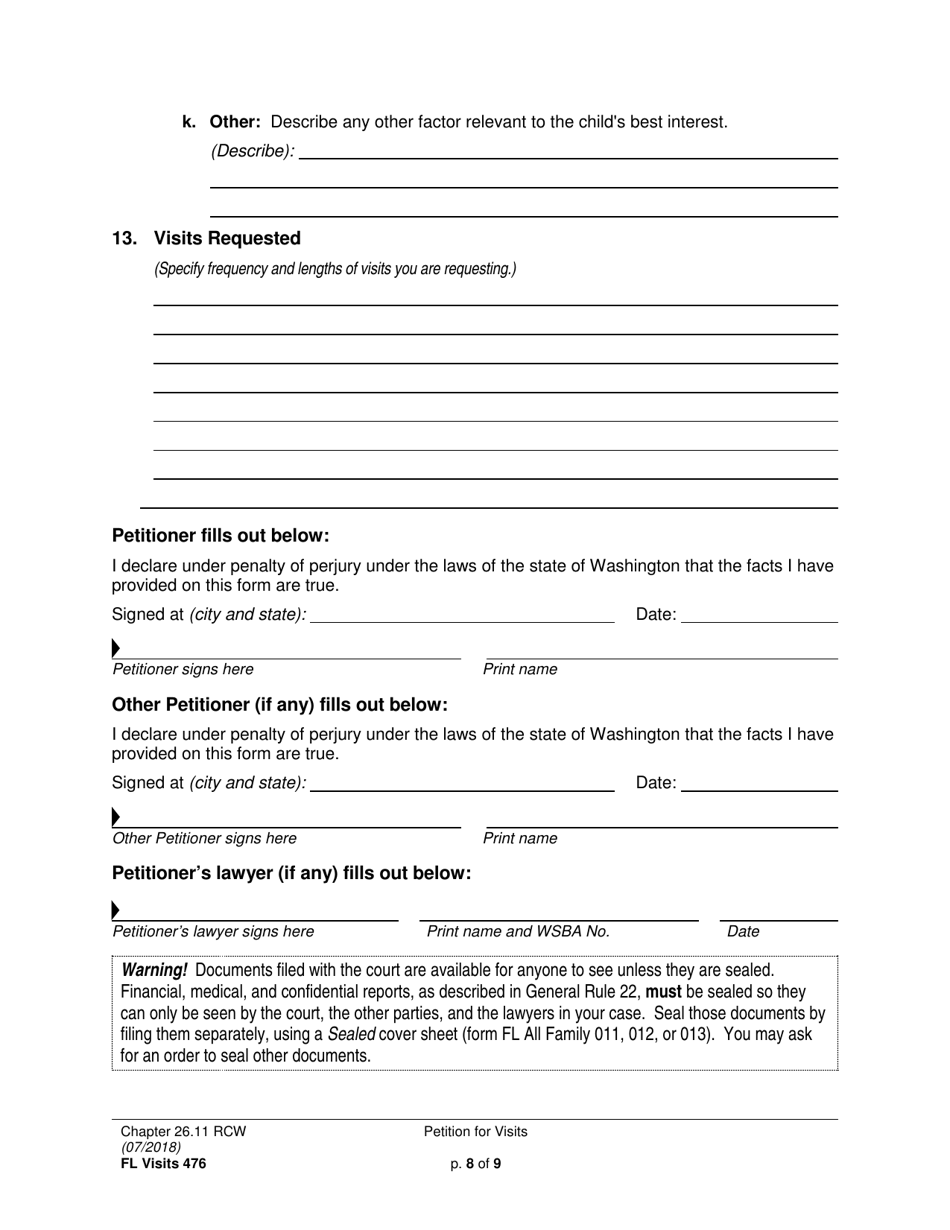 Form FL Visits476 Petition for Visits - Washington, Page 8