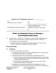 Document preview: Form FL Modify604 Order on Adequate Cause to Change a Parenting/Custody Order - Washington